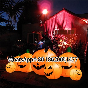 Inflatable Halloween Pumpkin & Black Cat Lighted Yard Decorations for Outdoor Display