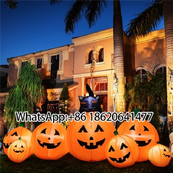 Inflatable Halloween Pumpkin & Black Cat Lighted Yard Decorations for Outdoor Display