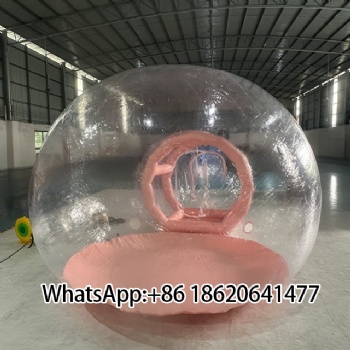 Transparent Inflatable Bubble Tent with Pink Interior – Romantic Glamping Choice