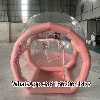 Transparent Inflatable Bubble Tent with Pink Interior – Romantic Glamping Choice