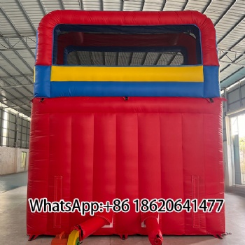 Vibrant Red - Blue - Yellow Dual - Lane Inflatable Water Slide: Splash Fun Unleashed