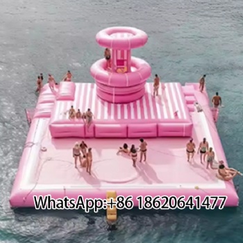 Giant Pink Inflatable Floating Island: The Ultimate Water Party Playground