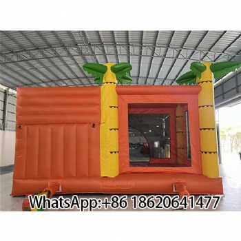Tropical Inflatable Bounce House with Slide & Pool - Kids' Backyard Fun