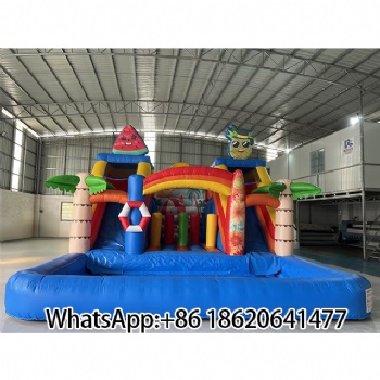 Colorful Inflatable Bounce House with Fruit & Water Elements