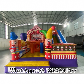 Colorful Inflatable Playground with Clown & Circus Design