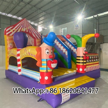 Colorful Inflatable Playground with Clown & Circus Design