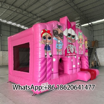 Pink Inflatable Bounce Bed: Safe Jumping Fun for Children”