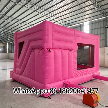 Pink Inflatable Bounce Bed: Safe Jumping Fun for Children”